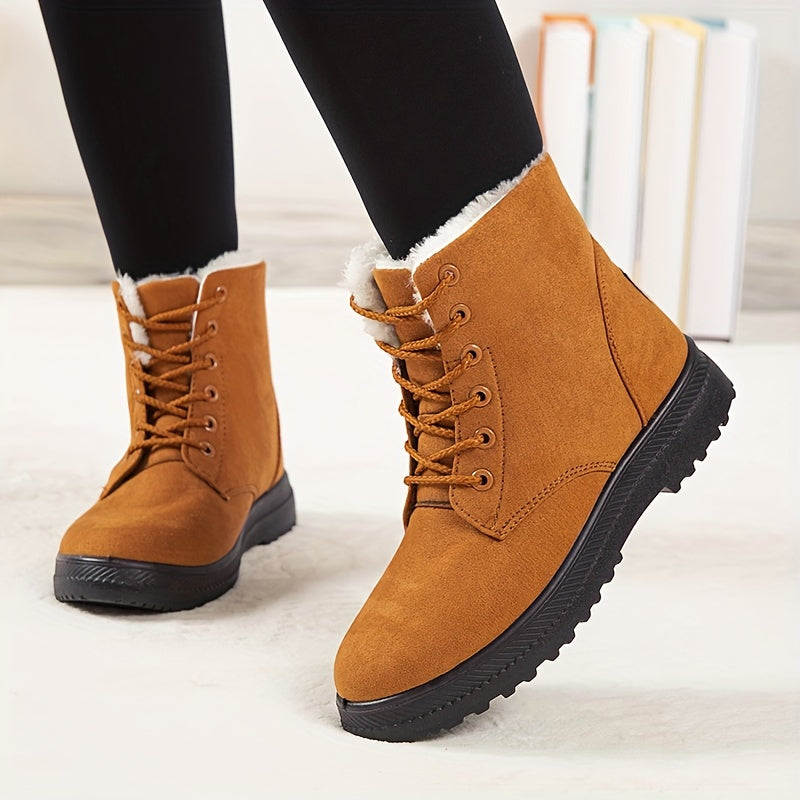 Women'S Plus Size Winter Boots - Warm Lined, Short, Round Toe, PU Sole, Warm & Stylish Outdoor Boots for Cold Weather, Winter Boots|Faux Fur Lined Boots|Sturdy Construction, Winter Boots